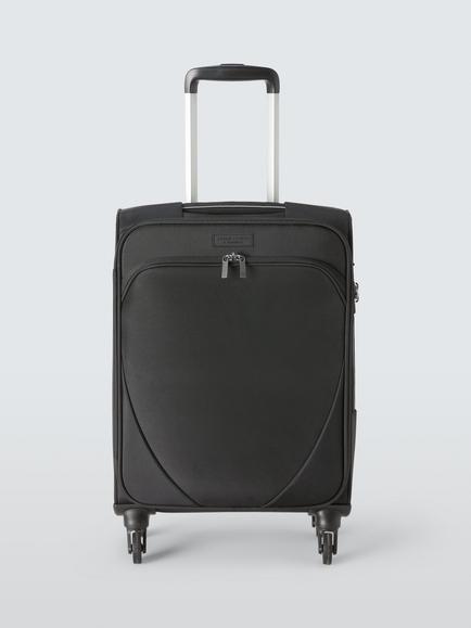 John Lewis Malta 4-Wheel Soft Sided Cabin Suitcase, 35L, Black, Black