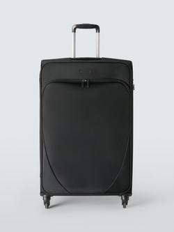 John Lewis Malta 4-Wheel Soft Sided Large Suitcase, 87L, Black, Black