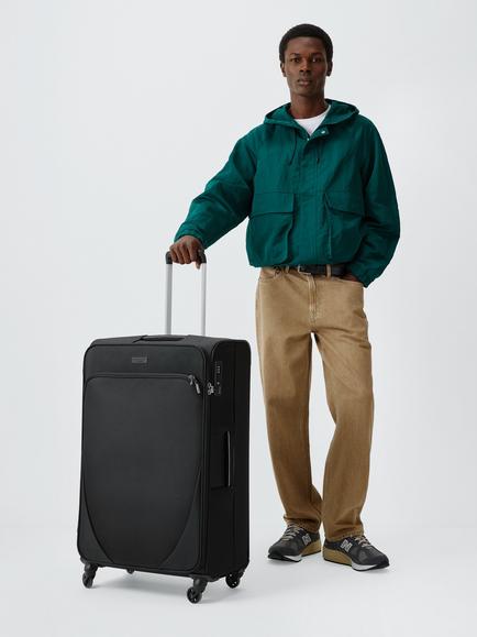 John Lewis Malta 4-Wheel Soft Sided Large Suitcase, 87L, Black - view 2, Black