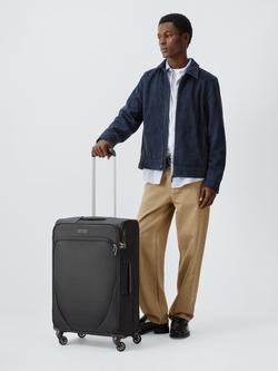 John Lewis Malta 4-Wheel Soft Sided Medium Suitcase, 60L, Black - view 2, Black