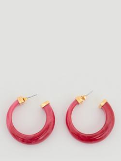 HUSH Statement Resin Hoop Earrings, Mid Red