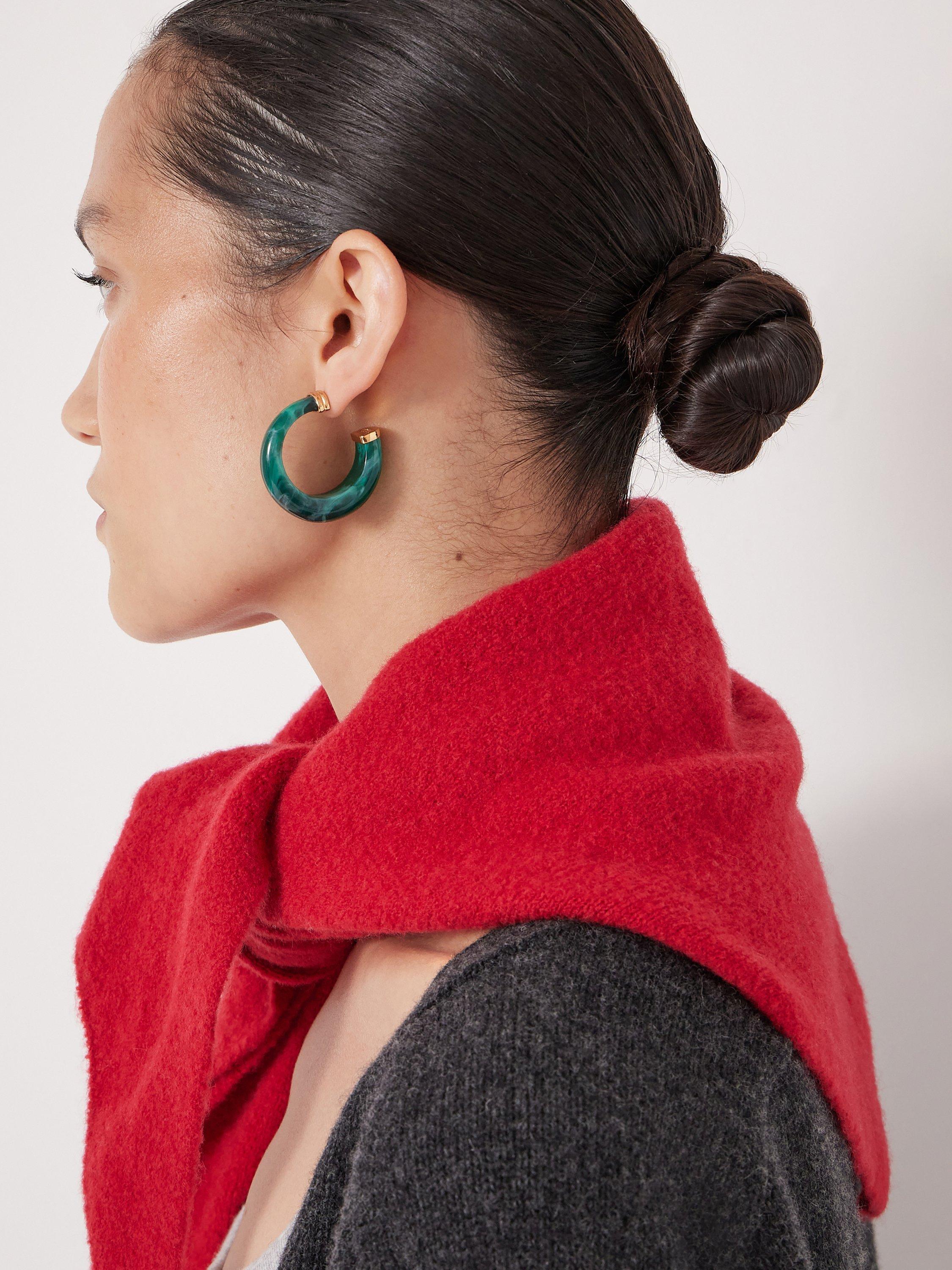 Product image 2 of 4, which shows HUSH Statement Resin Hoop Earrings, Green Teal