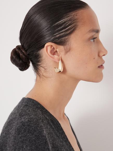 HUSH Sculptural Dome Earrings, Gold - view 2, Gold Gold
