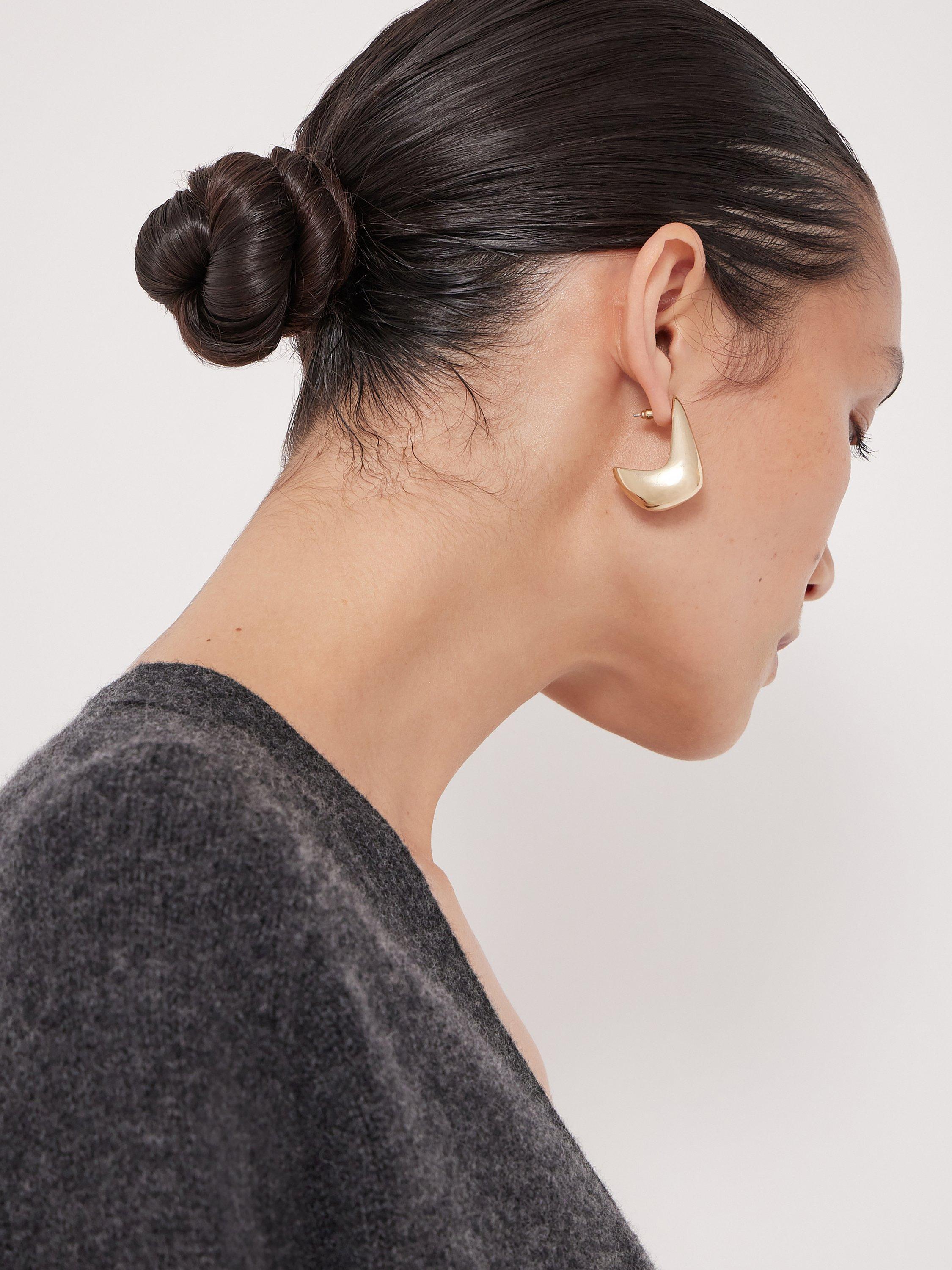 Product image 4 of 4, which shows HUSH Sculptural Dome Earrings, Gold