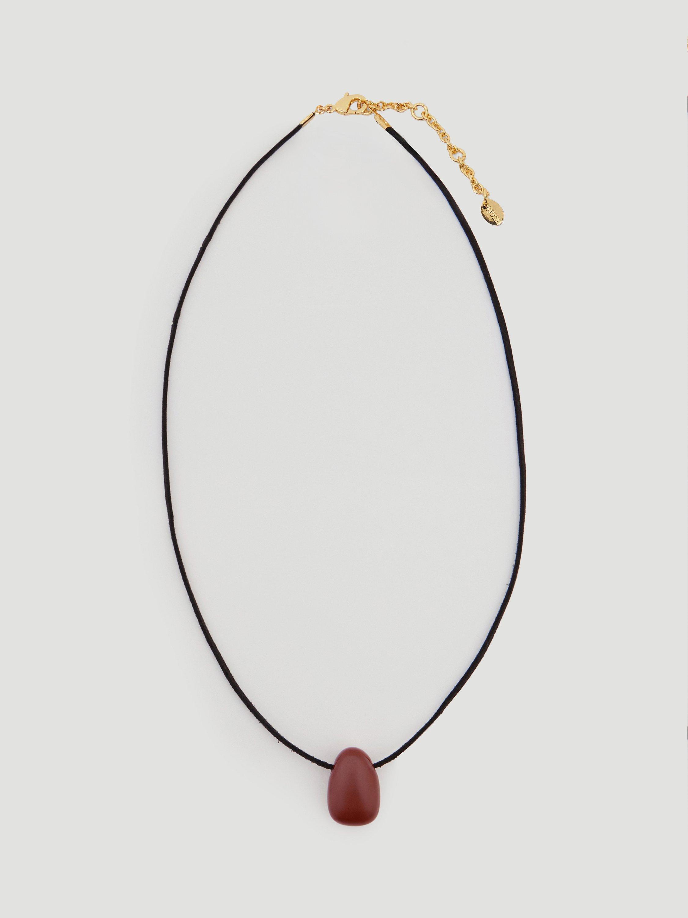 Product image 1 of 4, which shows HUSH Jasper Stone Cord Necklace, Dark Red