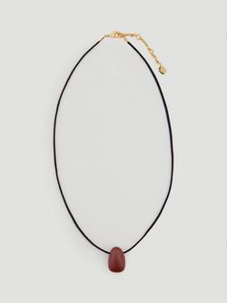 HUSH Jasper Stone Cord Necklace, Dark Red, Dark Red