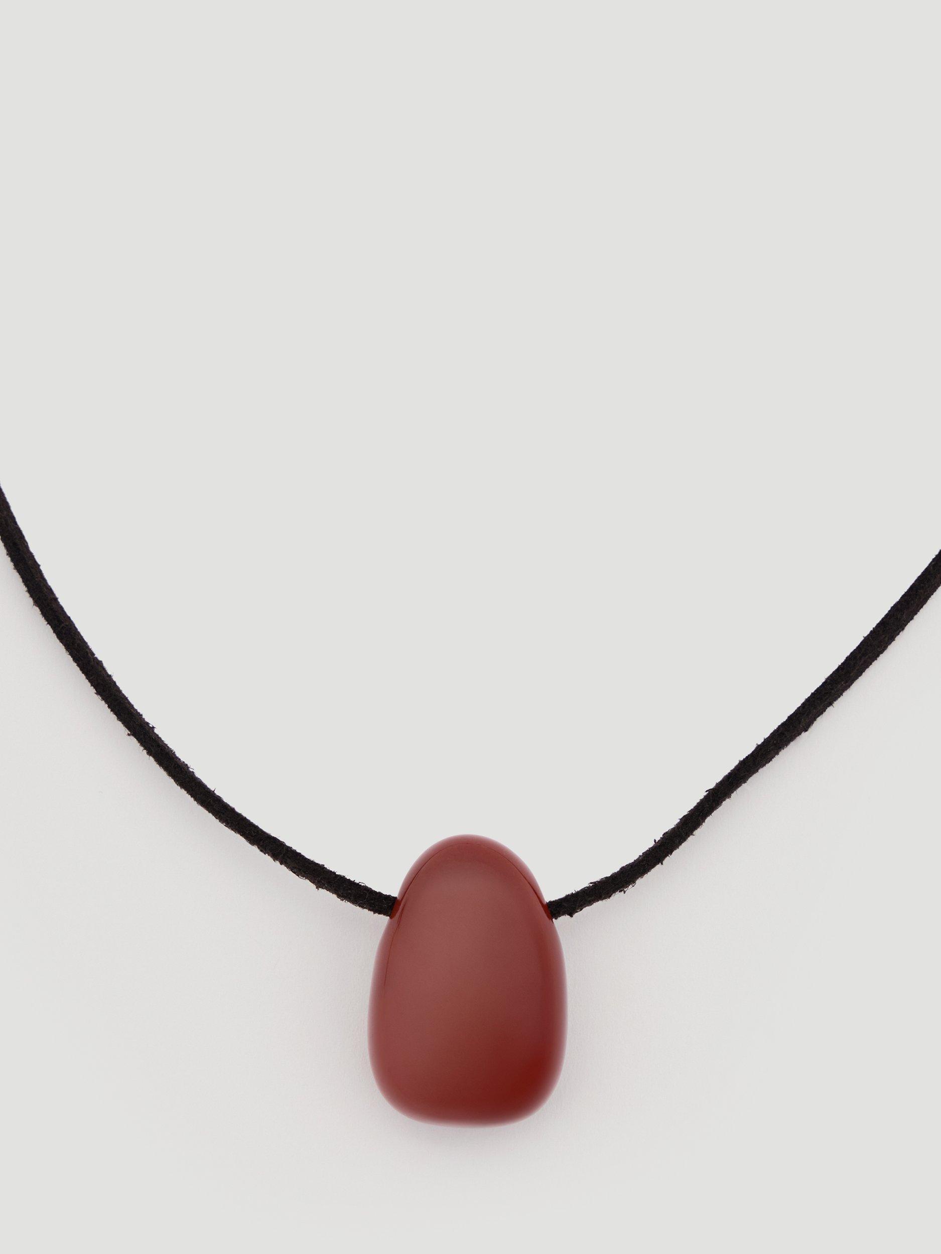 Product image 3 of 4, which shows HUSH Jasper Stone Cord Necklace, Dark Red