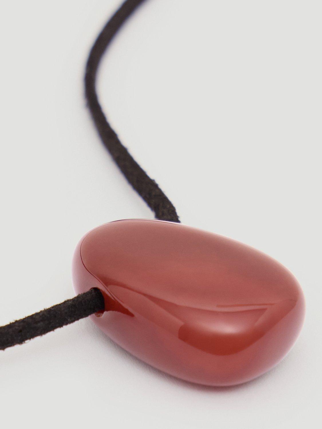 Product image 4 of 4, which shows HUSH Jasper Stone Cord Necklace, Dark Red