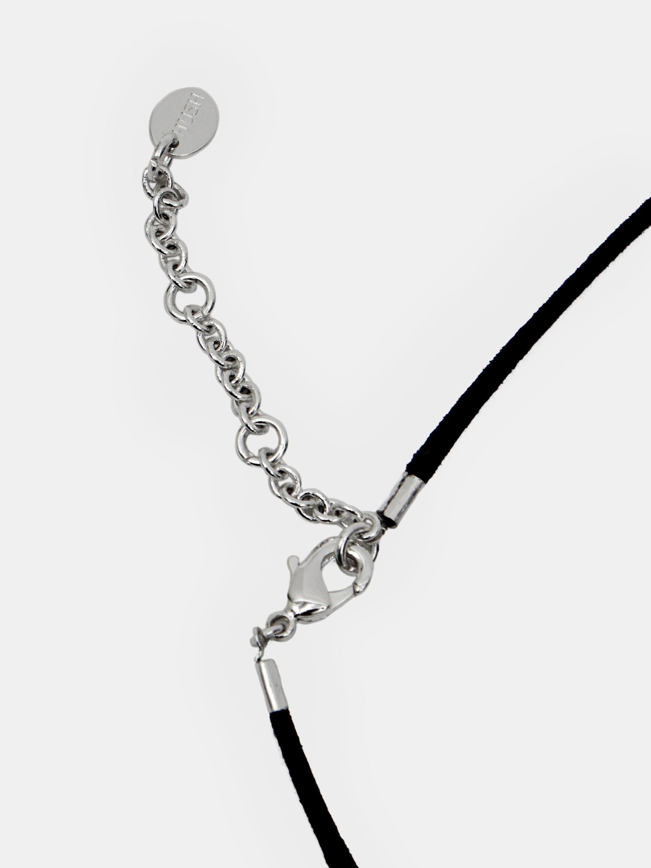 Product image 4 of 4, which shows HUSH Pebble Pendant Cord Necklace, Silver