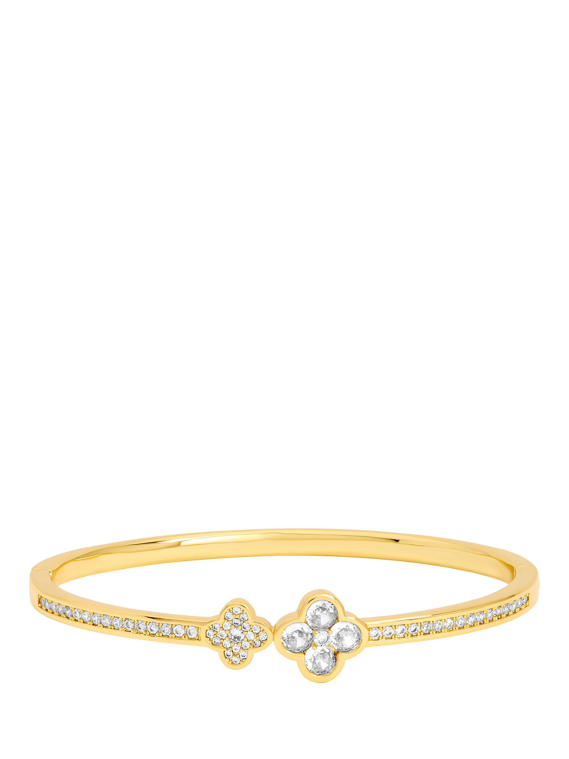 Product image 1 of 4, which shows Jon Richard Pave Clover Bangle, Gold