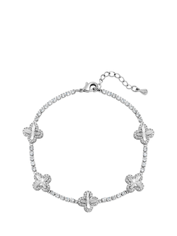 Jon Richard Diamond Station Clover Bracelet, Silver, Silver