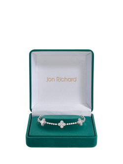Jon Richard Diamond Station Clover Bracelet, Silver - view 2, Silver