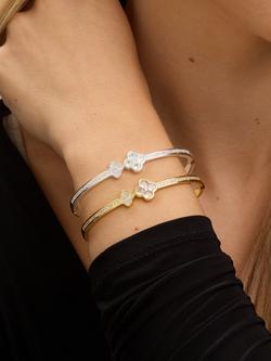 Jon Richard Pave Clover Bangle, Silver - view 2, Silver