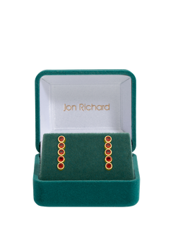 Jon Richard Red Cubic Zirconia Tennis Drop Earrings, Gold - view 2, Gold