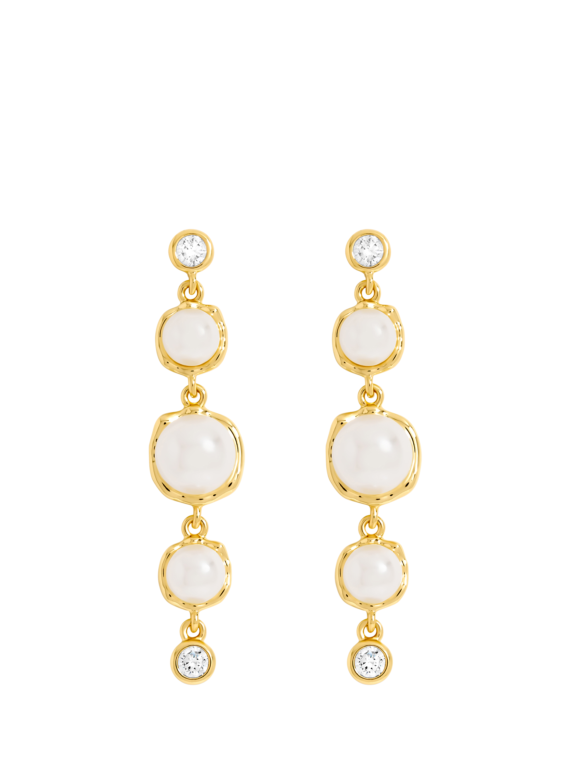 Product image 1 of 1, which shows Jon Richard Graduated Pearl Drop Earrings, Gold