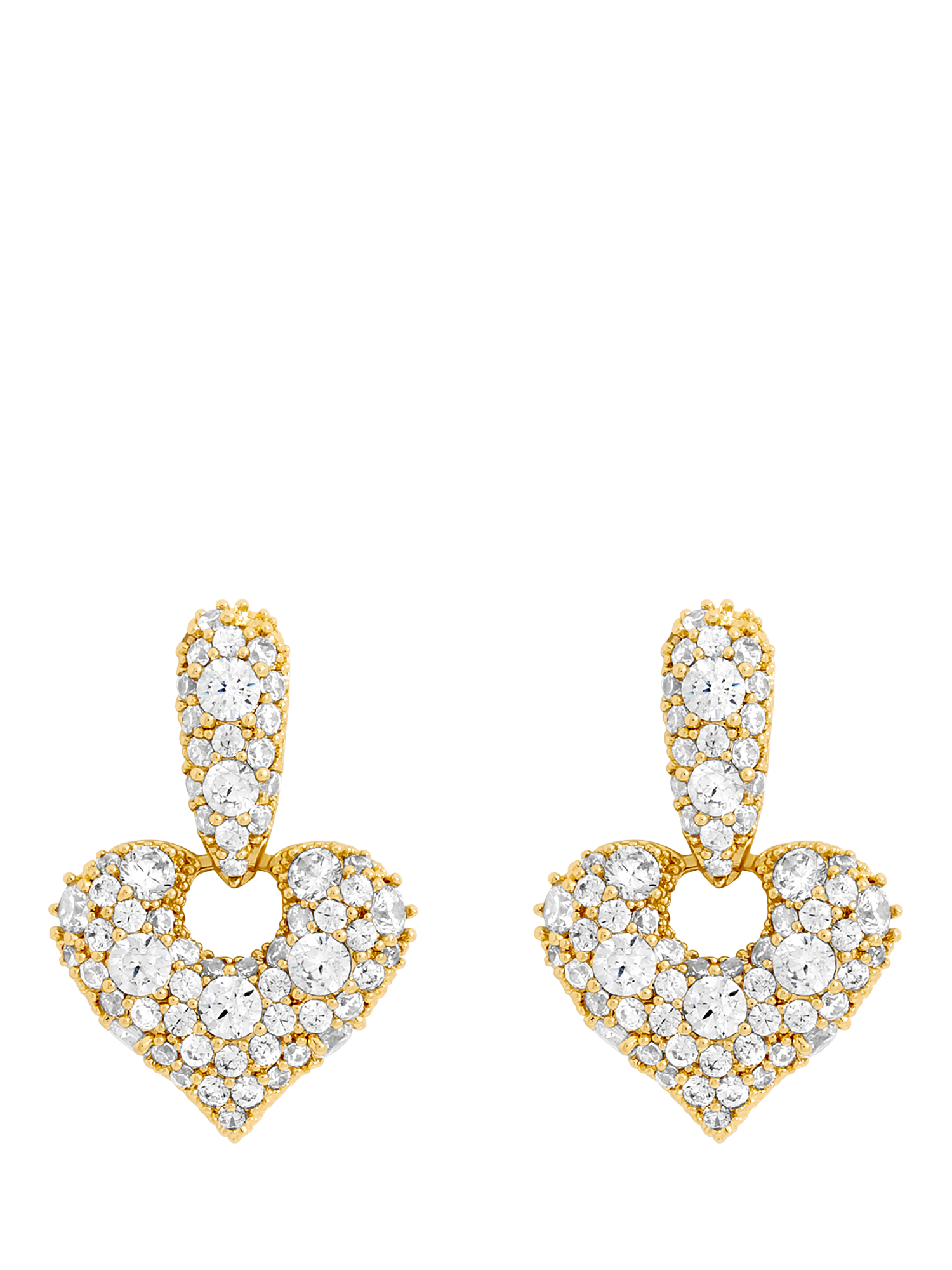 Product image 1 of 2, which shows Jon Richard Pave Heart Door Knocker Earrings, Gold