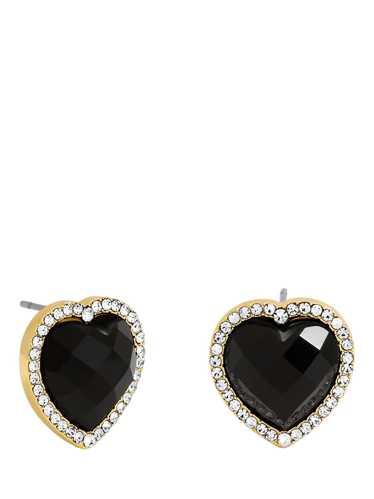 Product image 1 of 1, which shows Jon Richard Jet Heart Stud Earrings, Gold