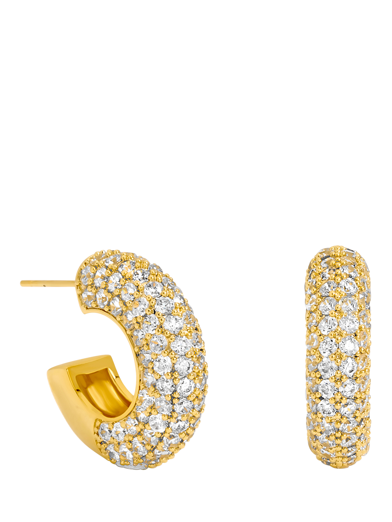 Product image 1 of 2, which shows Jon Richard Chubby Pave Hoop Earrings, Gold