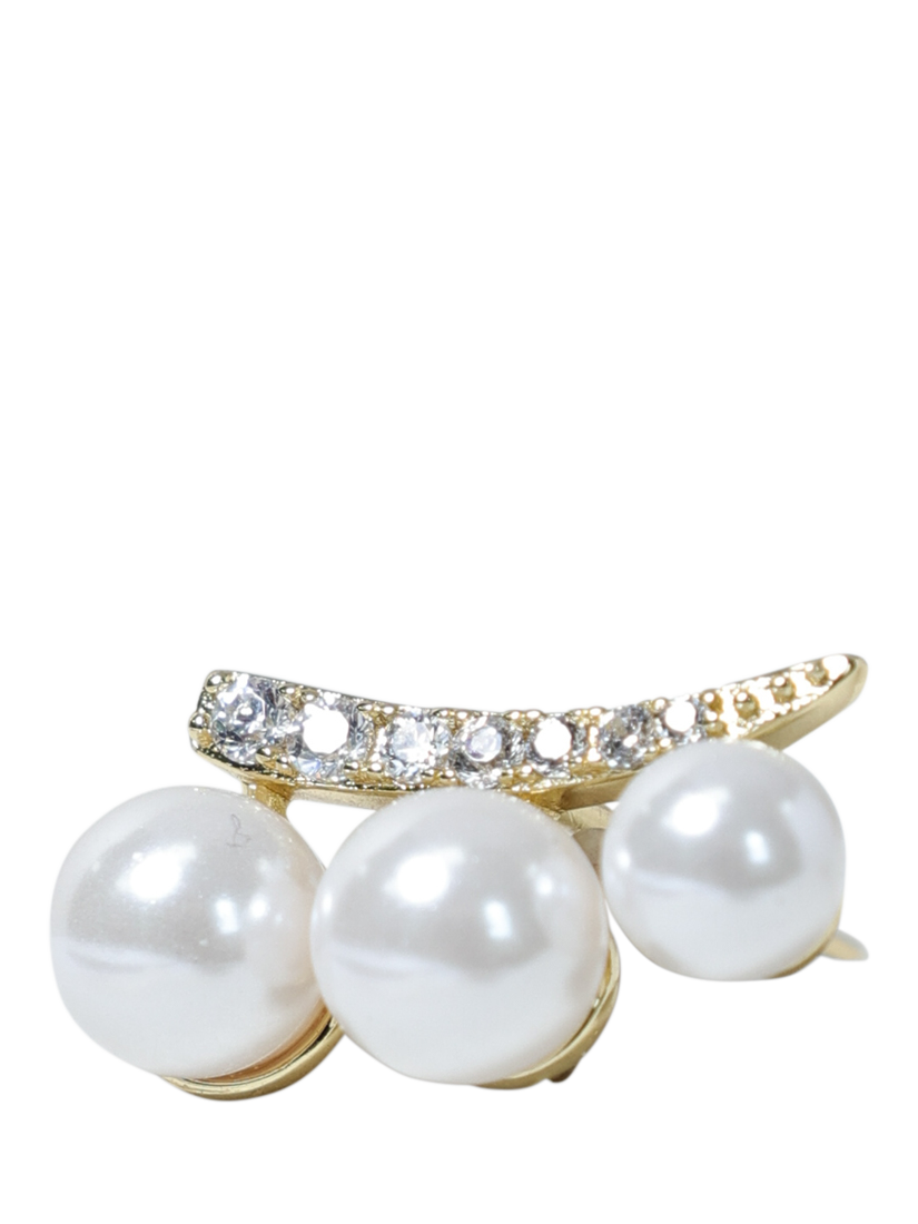 Product image 3 of 3, which shows Jon Richard Pearl Mini Climber Earrings, Gold