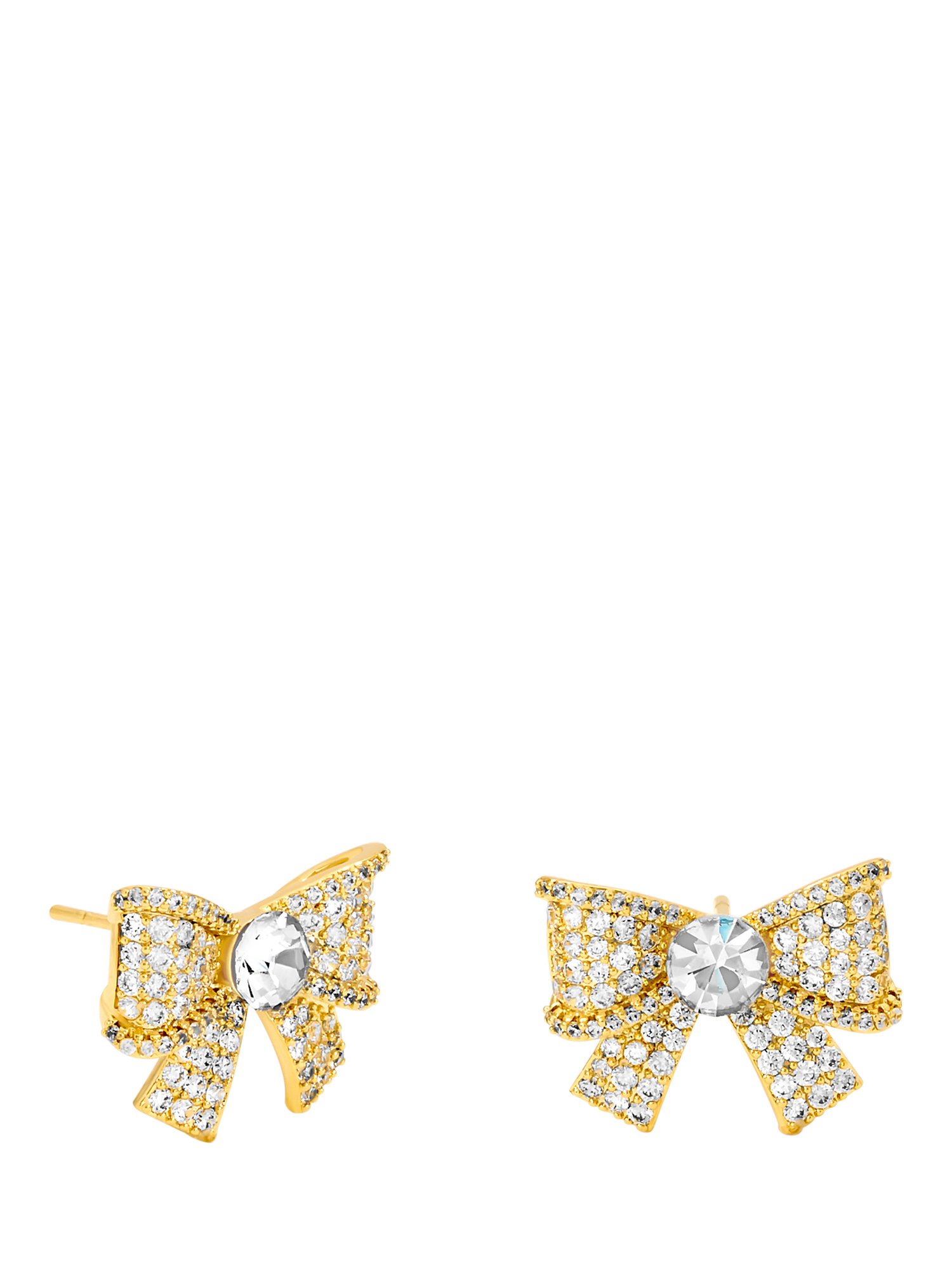 Product image 1 of 2, which shows Jon Richard Pave Bow Stud Earrings, Gold