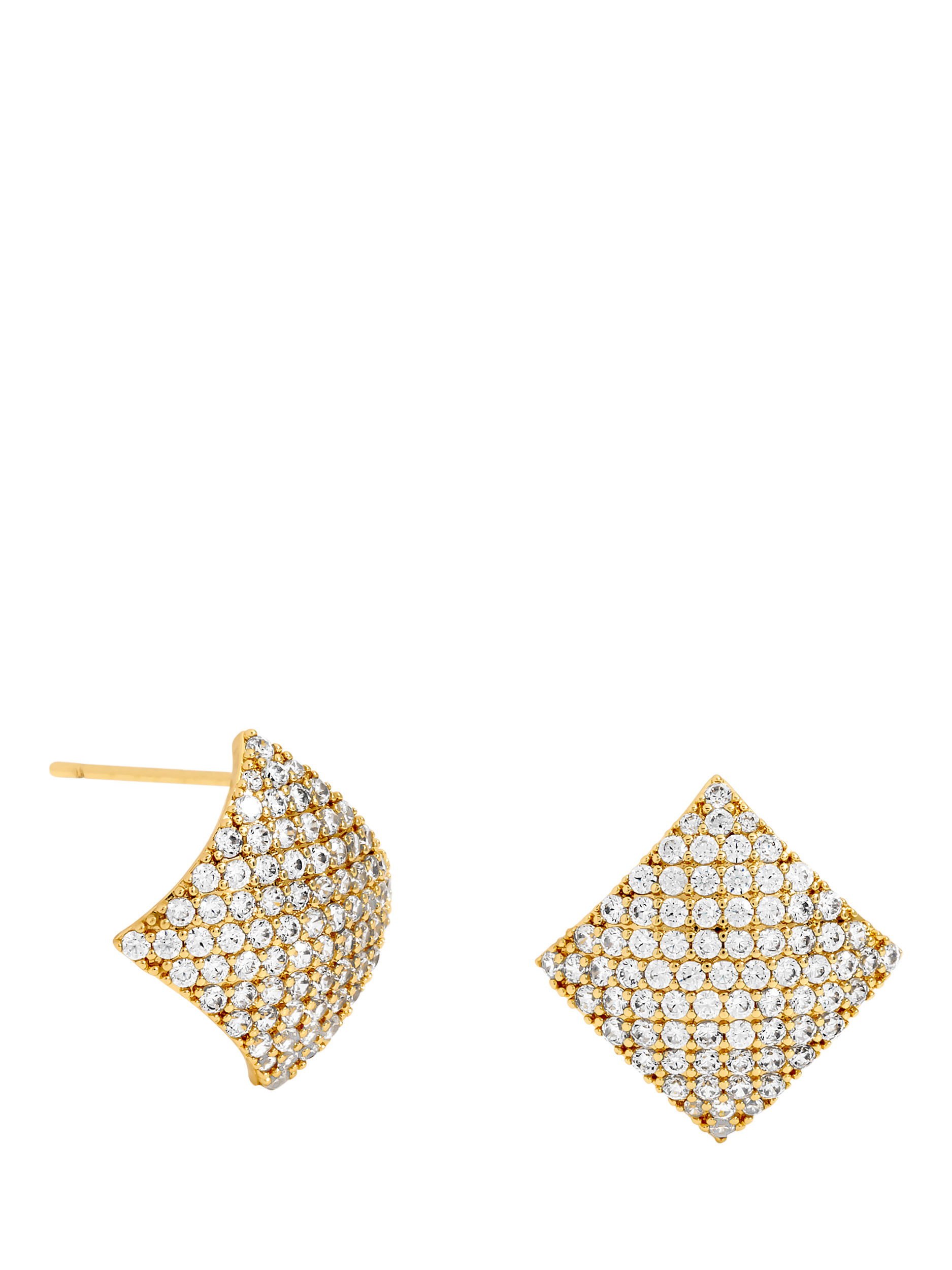 Product image 1 of 2, which shows Jon Richard Pave Diamond Shape Stud Earrings, Gold