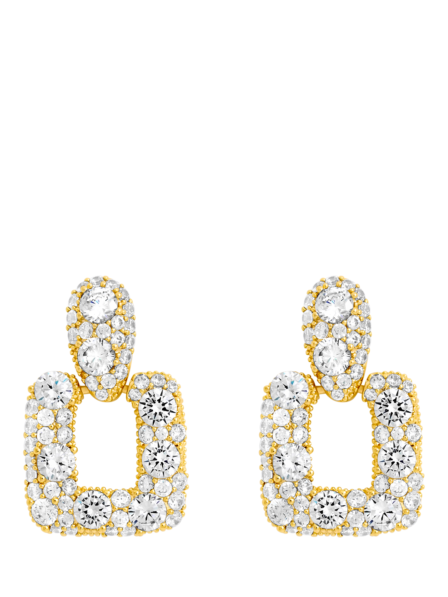 Product image 1 of 2, which shows Jon Richard Pave Door Knocker Drop Earrings, Gold