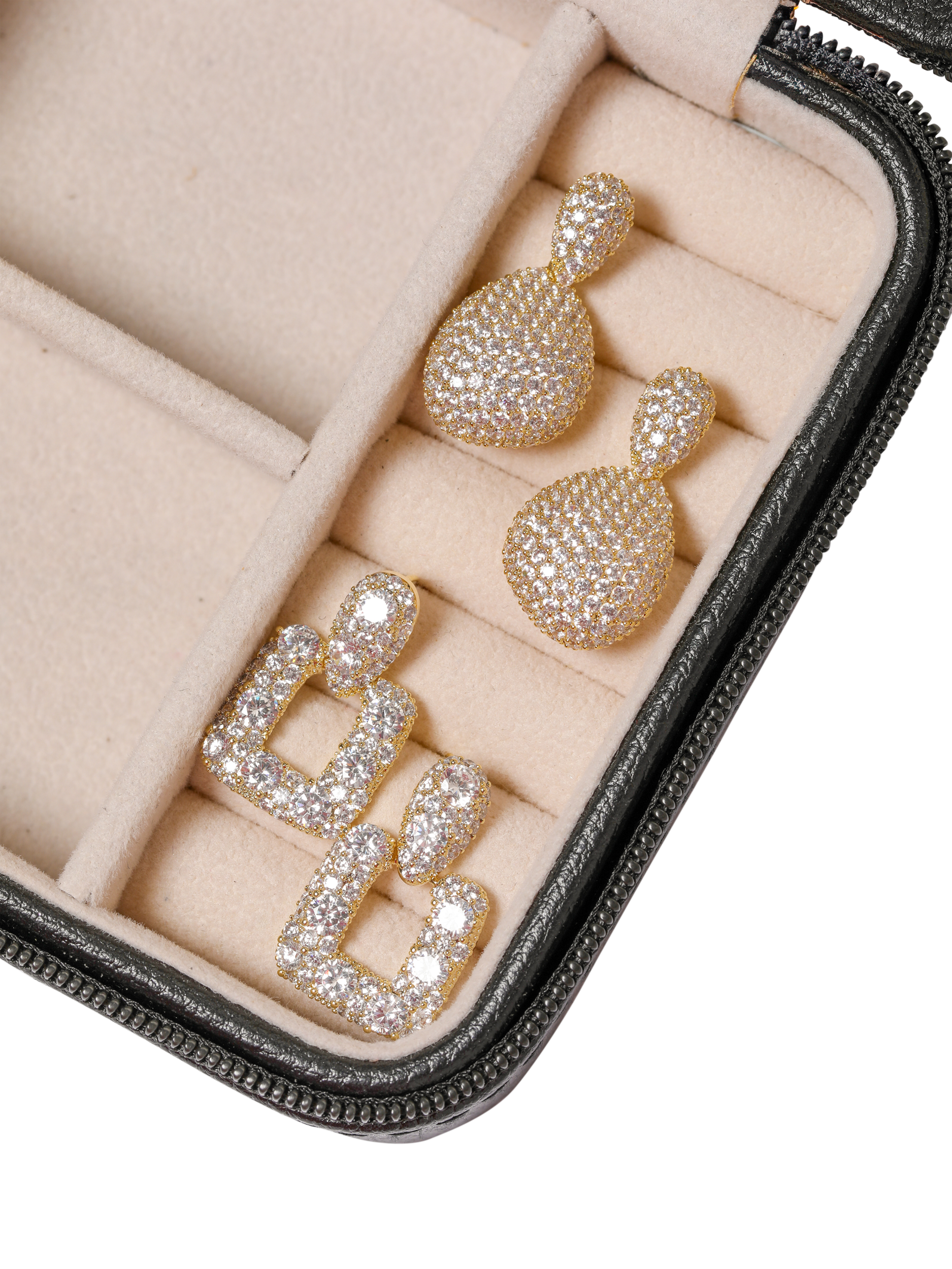 Product image 2 of 2, which shows Jon Richard Pave Door Knocker Drop Earrings, Gold