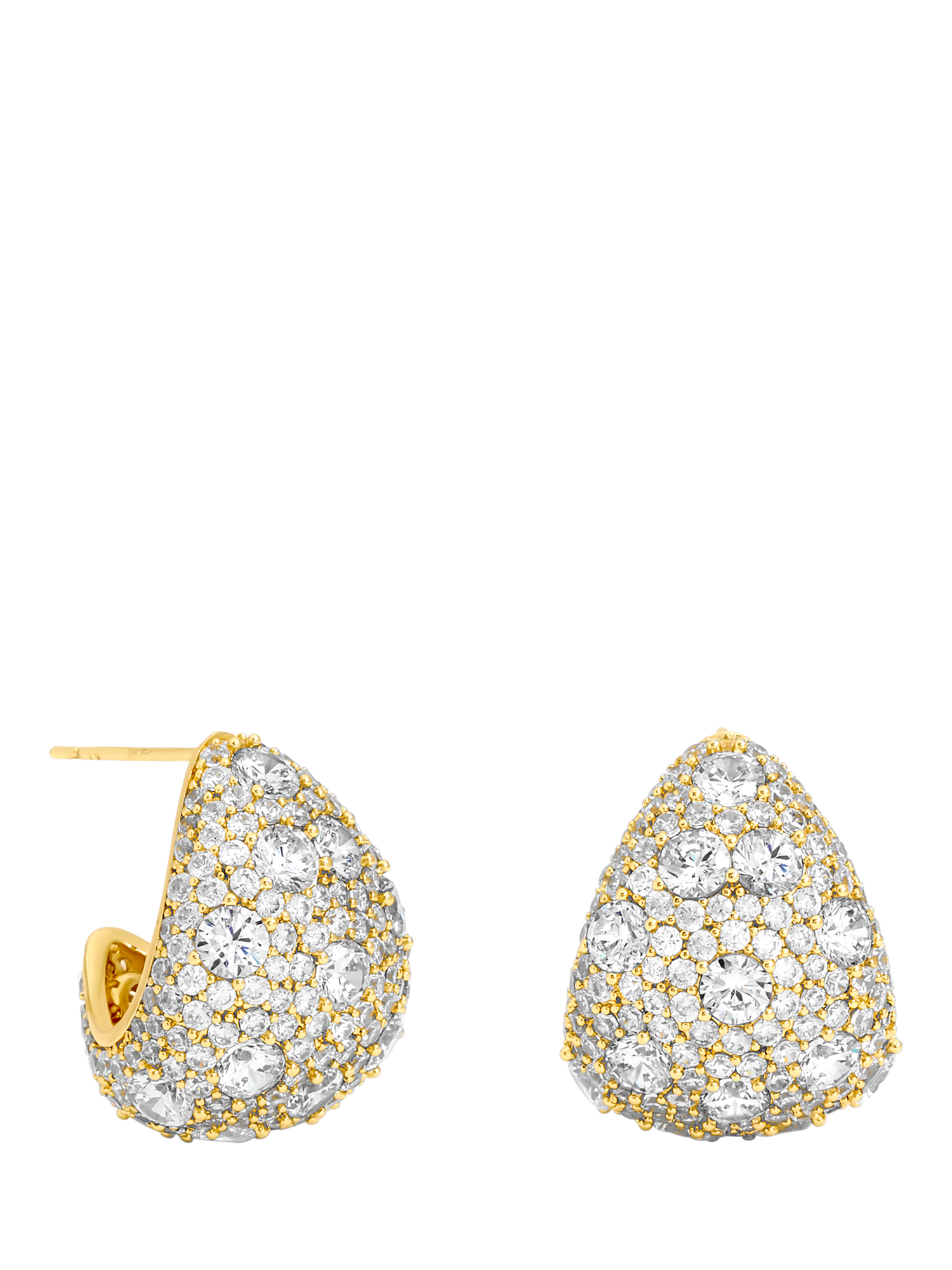 Product image 1 of 1, which shows Jon Richard Crystal Large Dome Earrings, Gold