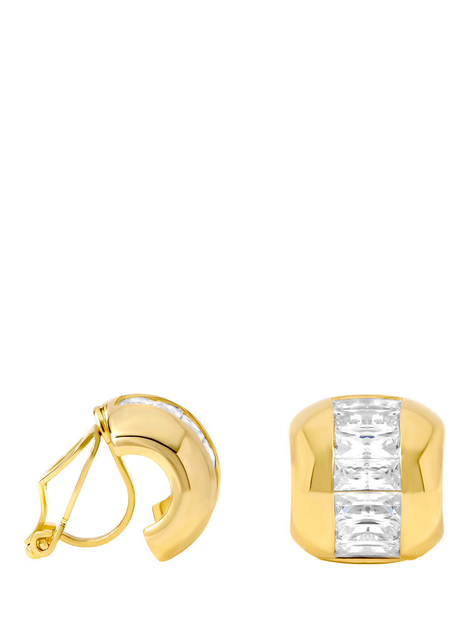 Product image 1 of 2, which shows Jon Richard Crystal Dome Clip On Earrings, Gold