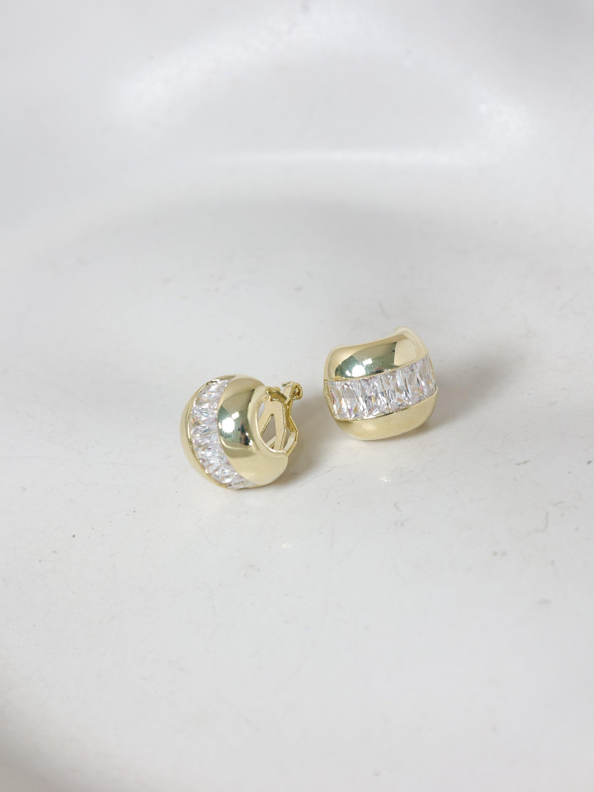 Product image 2 of 2, which shows Jon Richard Crystal Dome Clip On Earrings, Gold