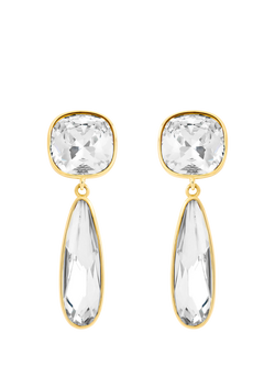 Jon Richard Cubic Zirconia and Polished Drop Earrings, Gold, Gold