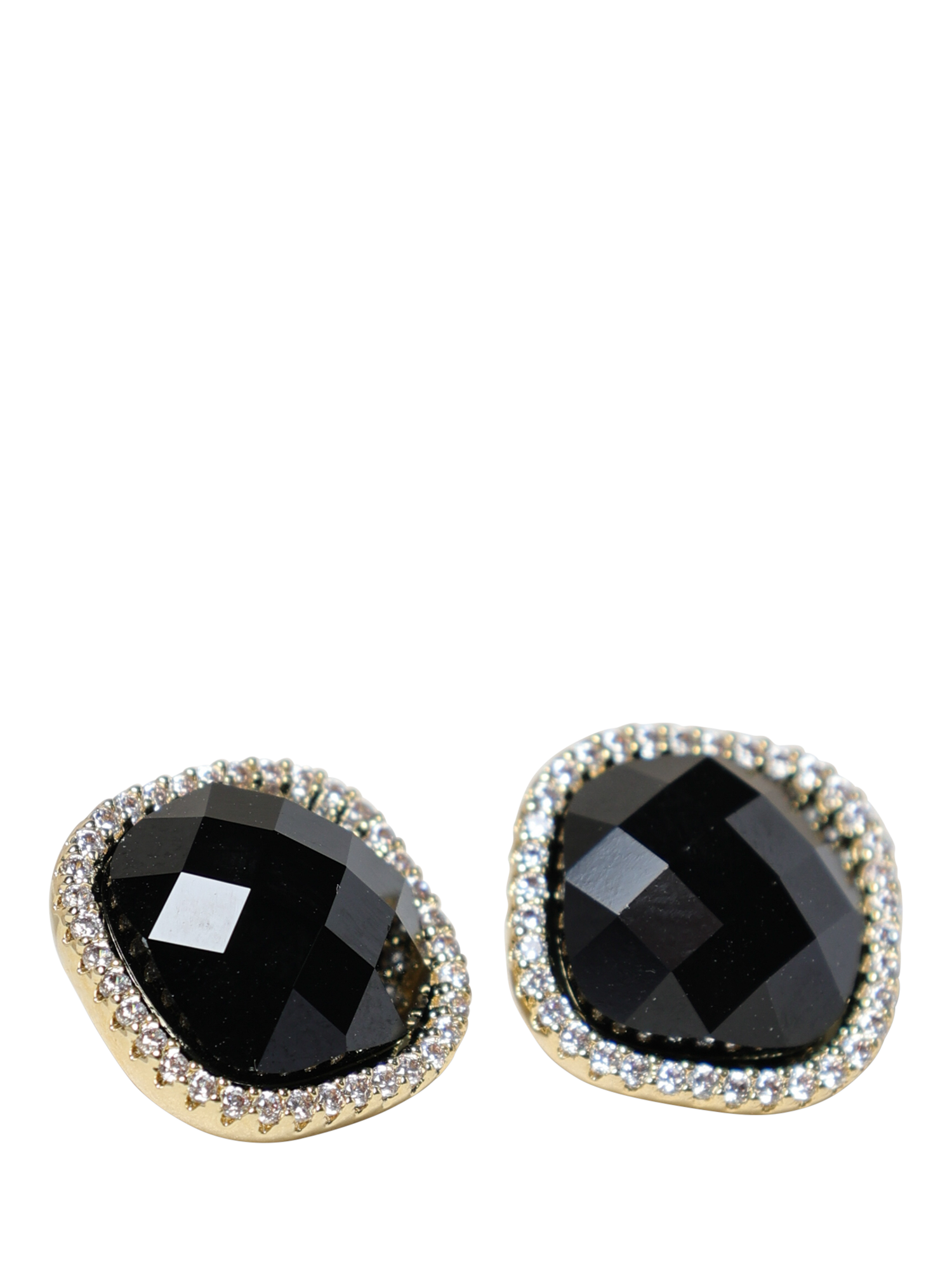Product image 2 of 2, which shows Jon Richard Jet Crystal Stud Earrings, Gold