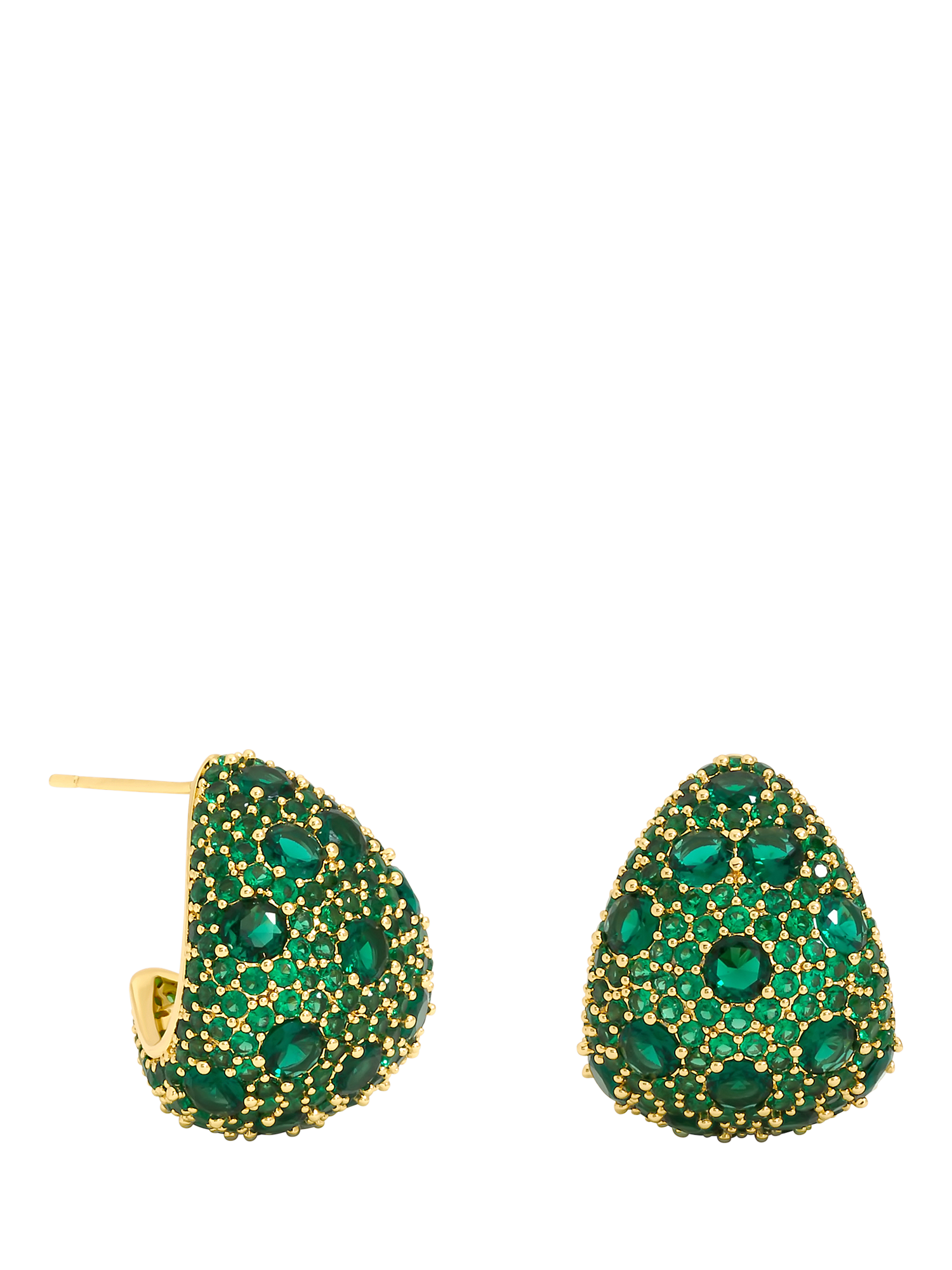 Product image 1 of 2, which shows Jon Richard Pave and Emerald Dome Earrings, Gold