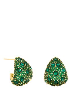 Jon Richard Pave and Emerald Dome Earrings, Gold, Gold