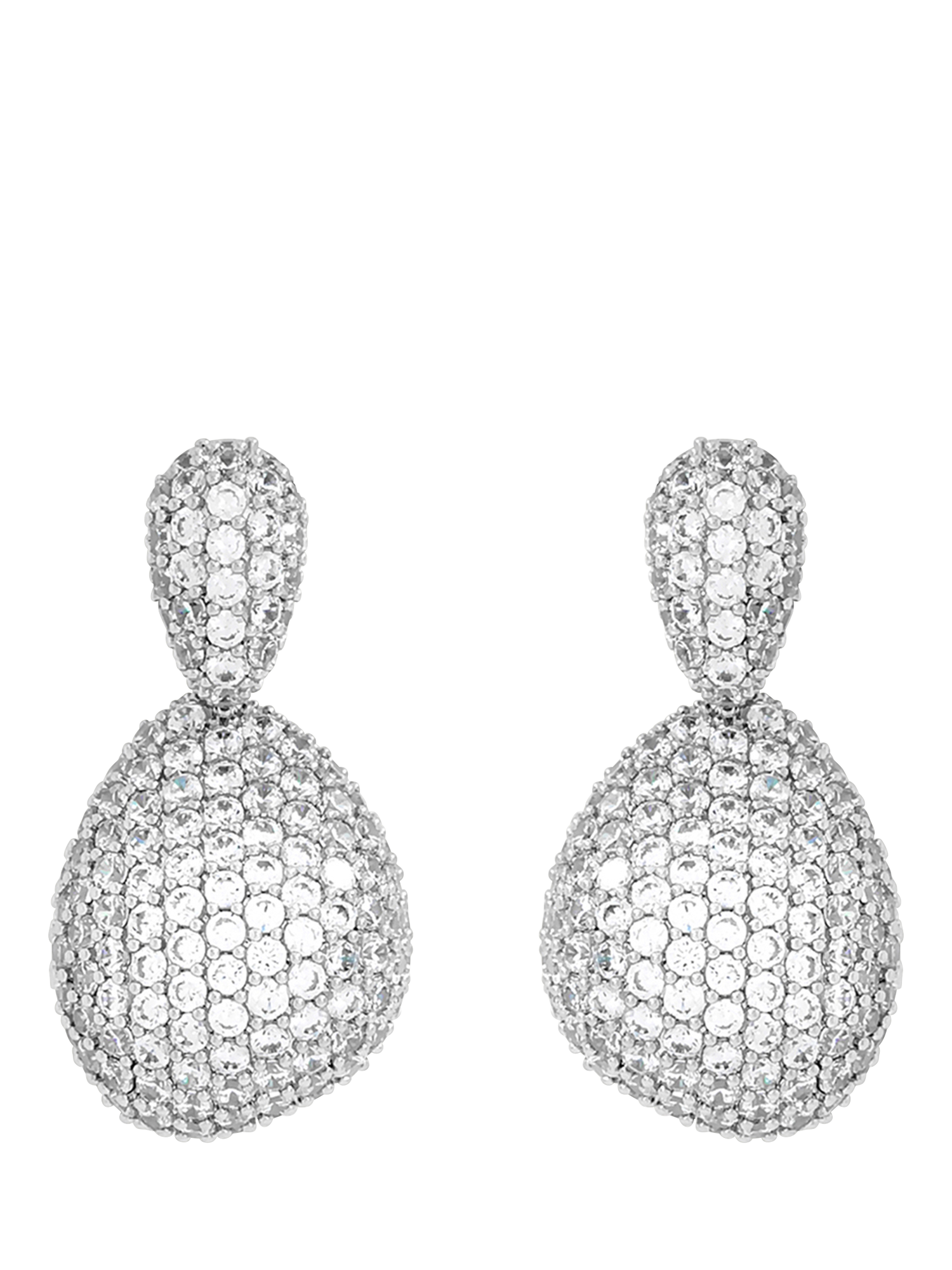 Product image 1 of 4, which shows Jon Richard Cubic Zirconia Drop Dome Earrings, Silver