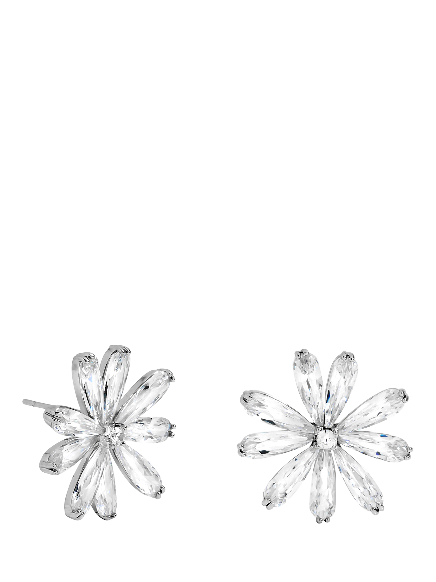 Product image 1 of 3, which shows Jon Richard Cubic Zirconia Flower Stud Earrings, Silver