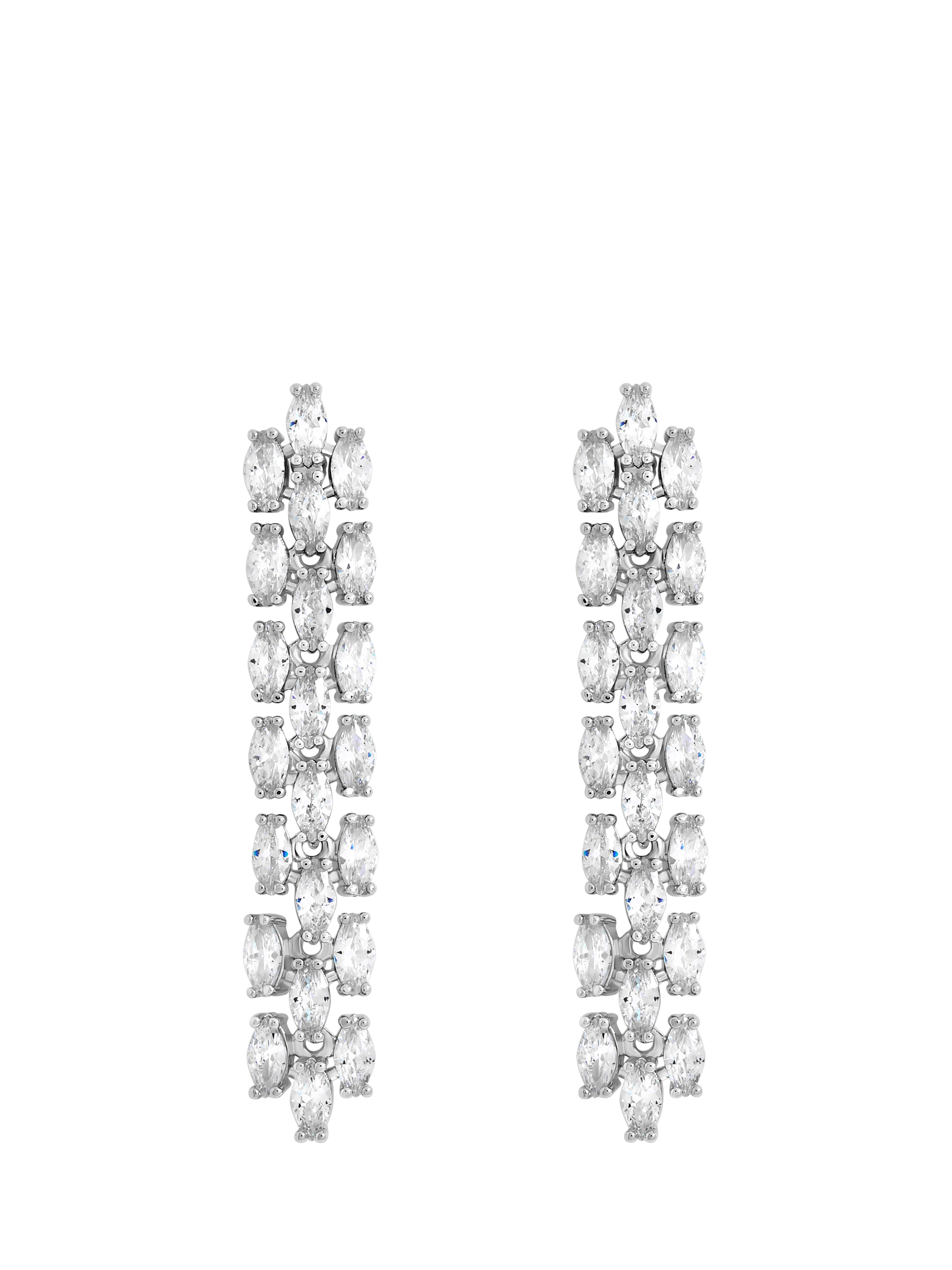 Product image 1 of 5, which shows Jon Richard Cubic Zirconia Navette Drop Earrings, Silver