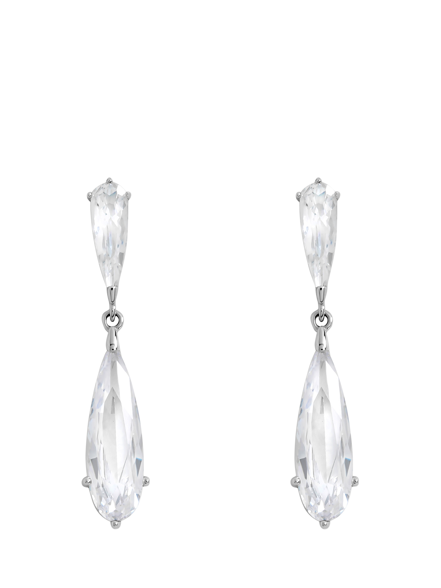 Product image 1 of 2, which shows Jon Richard Delicate Crystal Drop Earrings, Silver