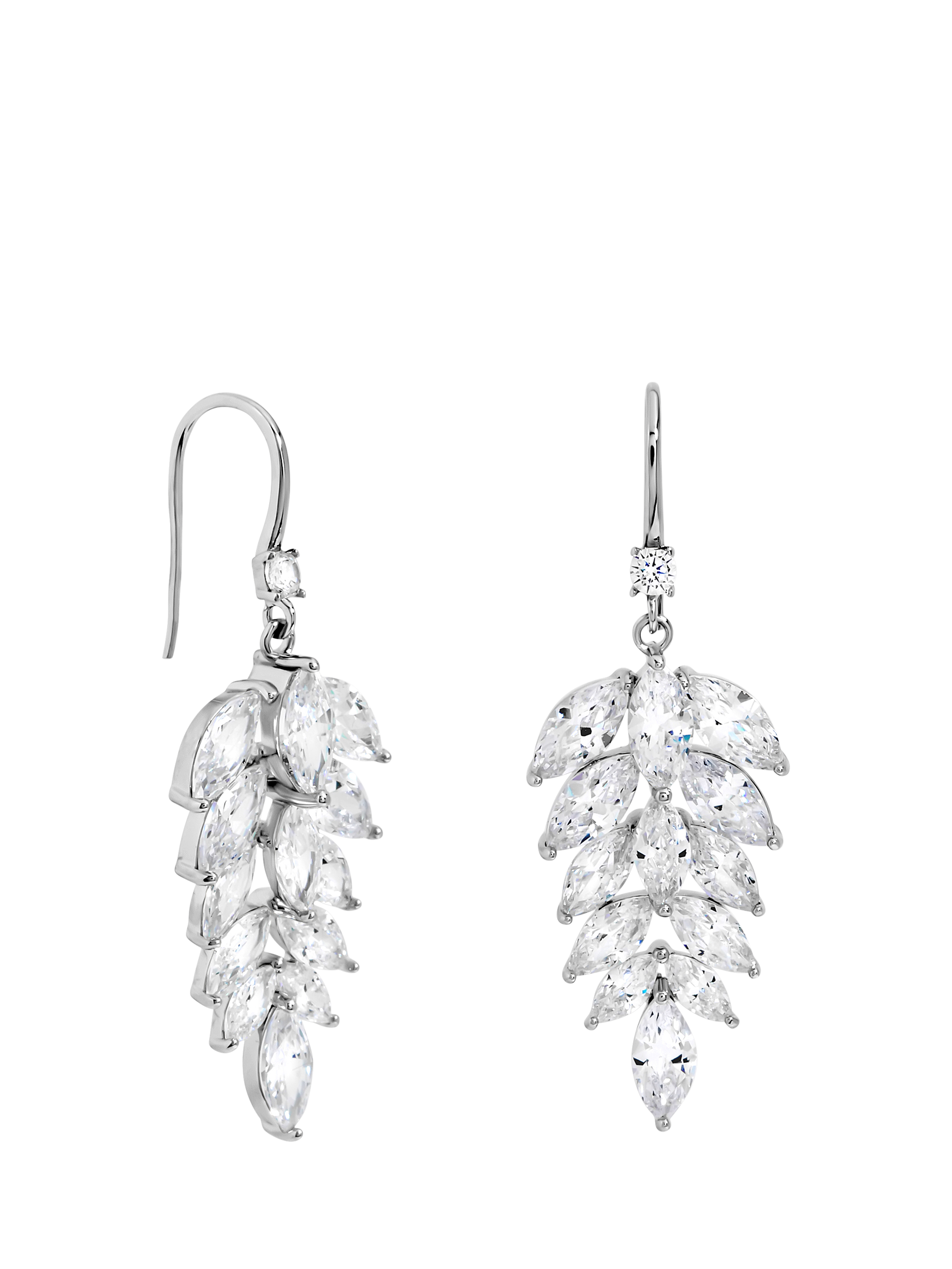 Product image 1 of 2, which shows Jon Richard Fishhook Leaf Drop Earrings, Silver