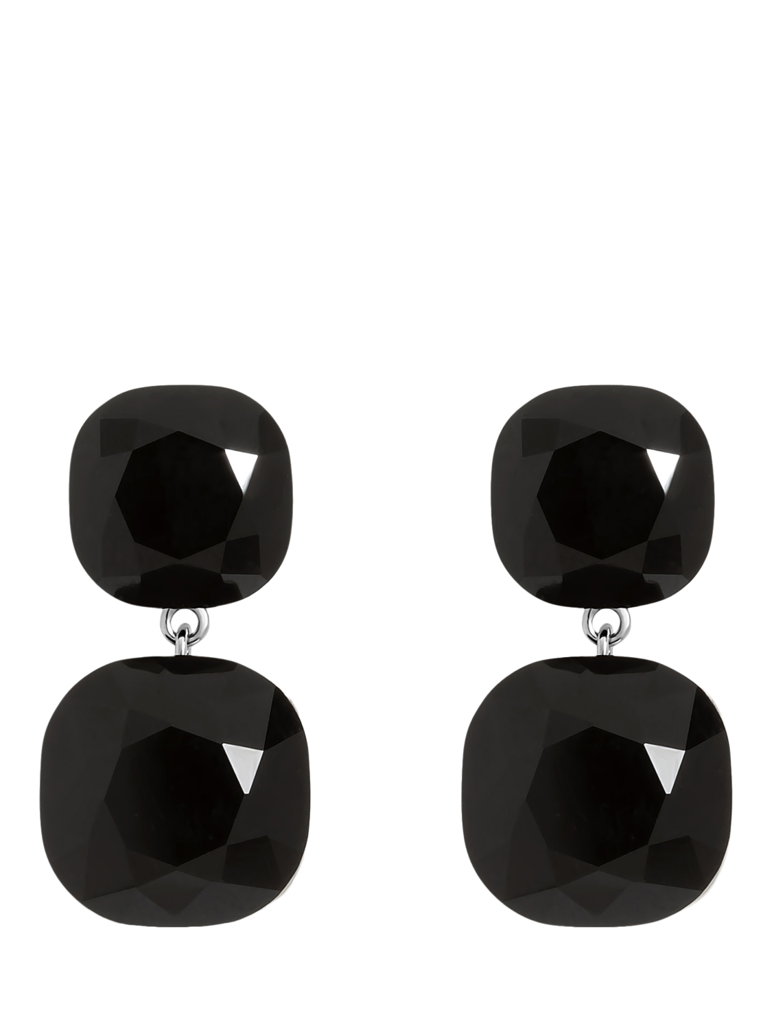 Product image 1 of 1, which shows Jon Richard Rhodium Plated Drop Earrings, Black/Silver