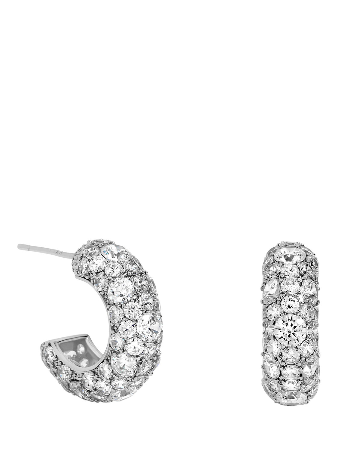 Product image 1 of 3, which shows Jon Richard Pave Chubby Hoop Earrings, Silver
