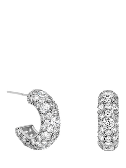 Jon Richard Pave Chubby Hoop Earrings, Silver, Silver