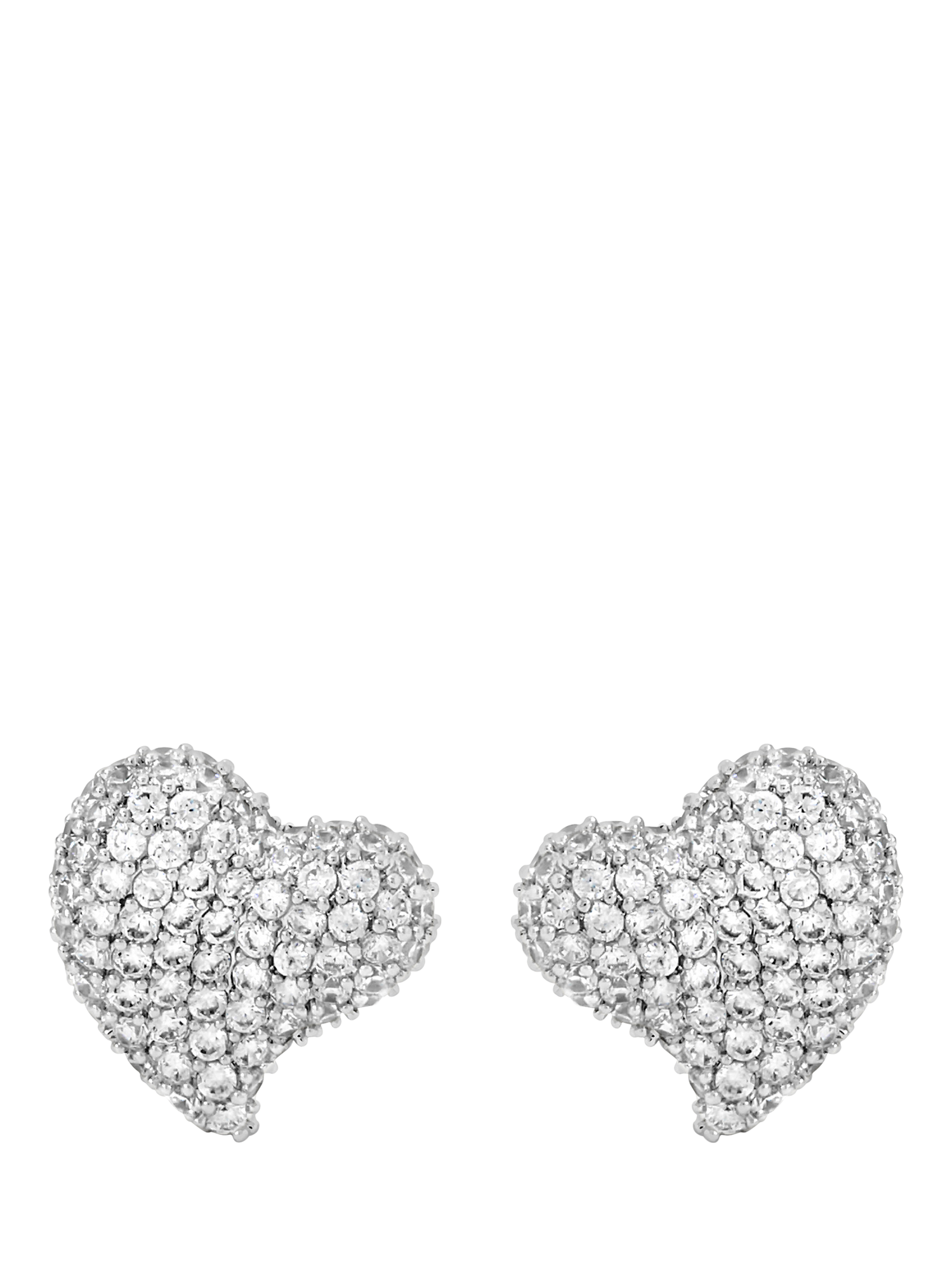 Product image 1 of 2, which shows Jon Richard Pave Heart Stud Earrings, Silver