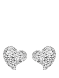 Jon Richard Pave Heart Stud Earrings, Silver, Silver