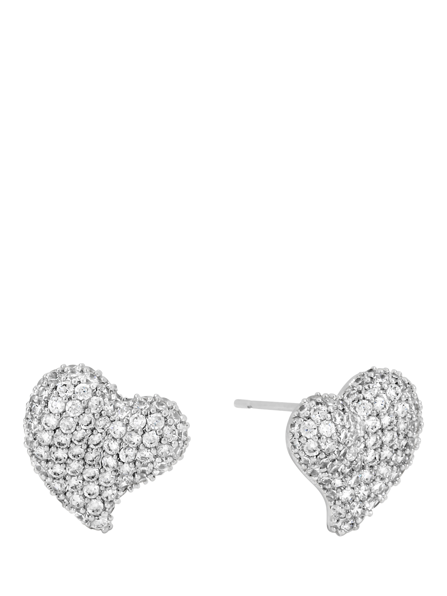Product image 2 of 2, which shows Jon Richard Pave Heart Stud Earrings, Silver