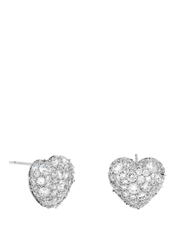 Jon Richard Pave Heart Stud Earrings, Silver, Silver