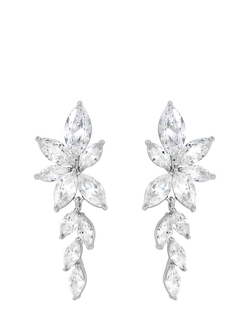 Jon Richard Crystal Leaf Drop Earrings, Silver, Silver