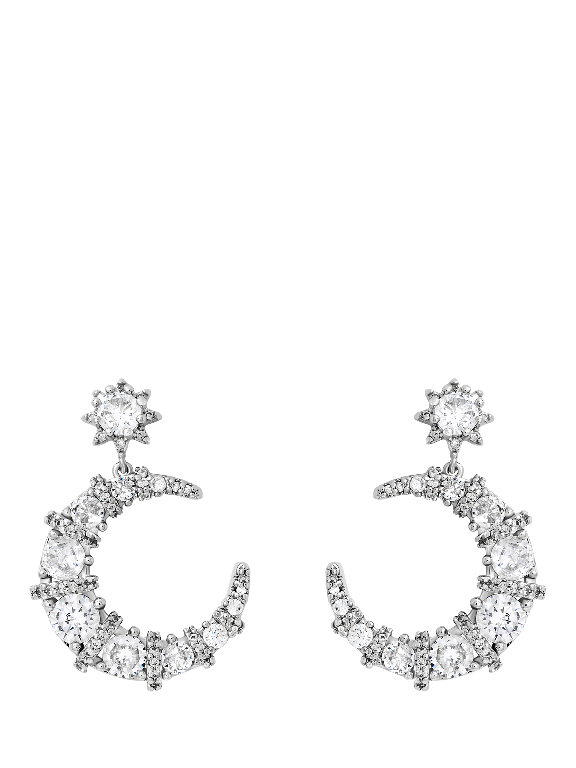 Product image 1 of 1, which shows Jon Richard Cubic Zirconia Celestial Drop Earrings, Silver