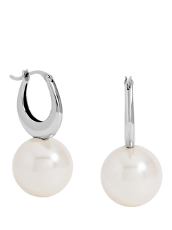 Jon Richard Pearl Hoop Earrings, Silver, Silver
