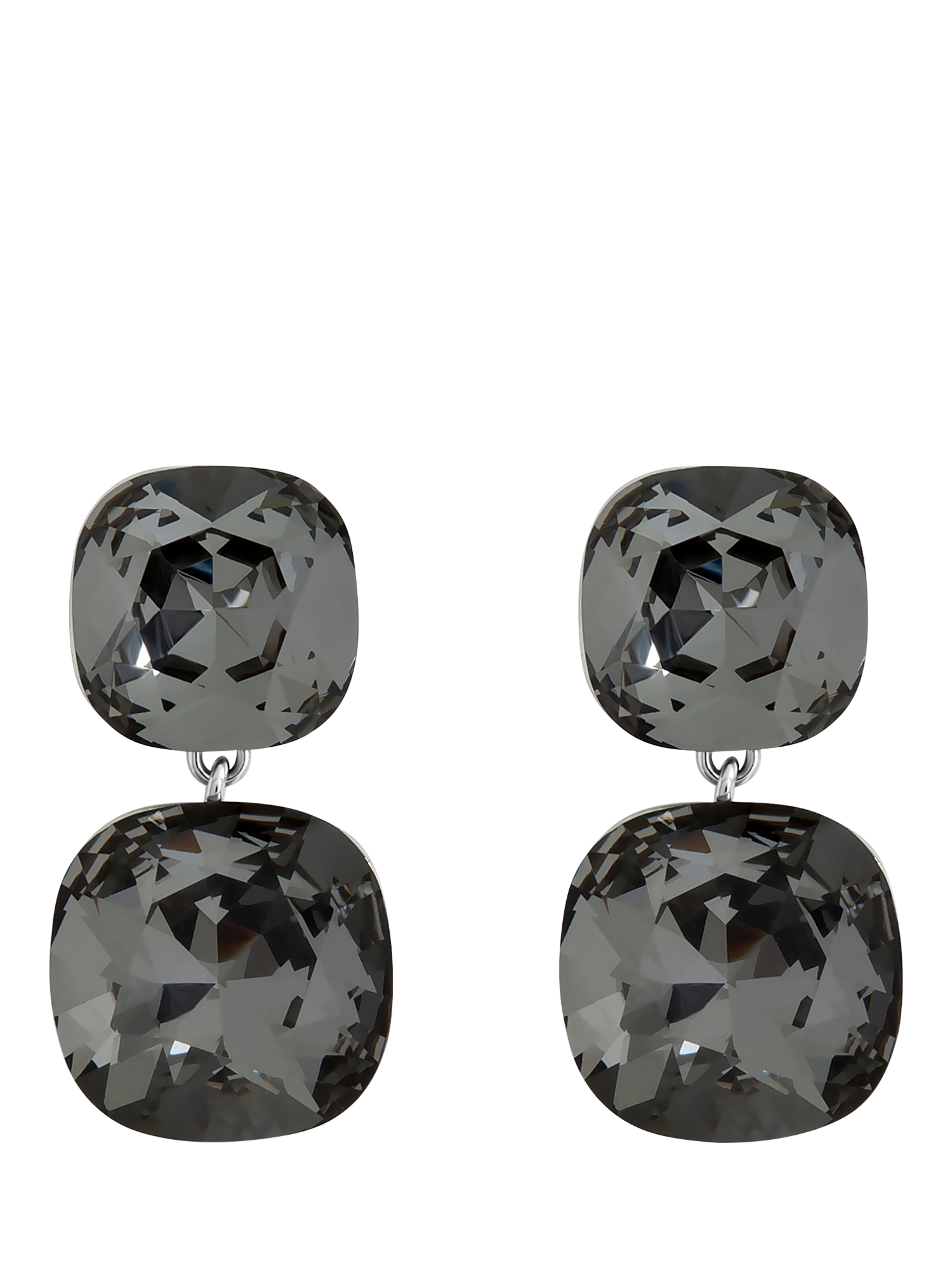 Product image 1 of 1, which shows Jon Richard Black Diamond Drop Earrings, Silver
